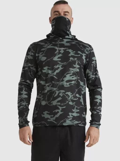 Mens Quiksilver Rashguards | Mikey Hooded Long Sleeve Upf 50 Surf T-Shirt