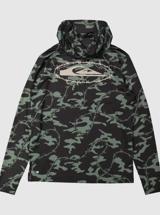 Mens Quiksilver Rashguards | Mikey Hooded Long Sleeve Upf 50 Surf T-Shirt