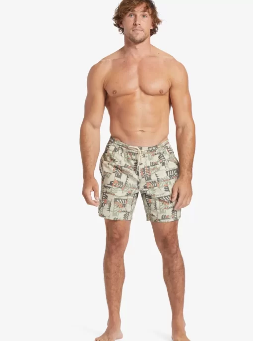 Mens Quiksilver Elastic Waist | Waterman Canoes Reef 17" Volleys
