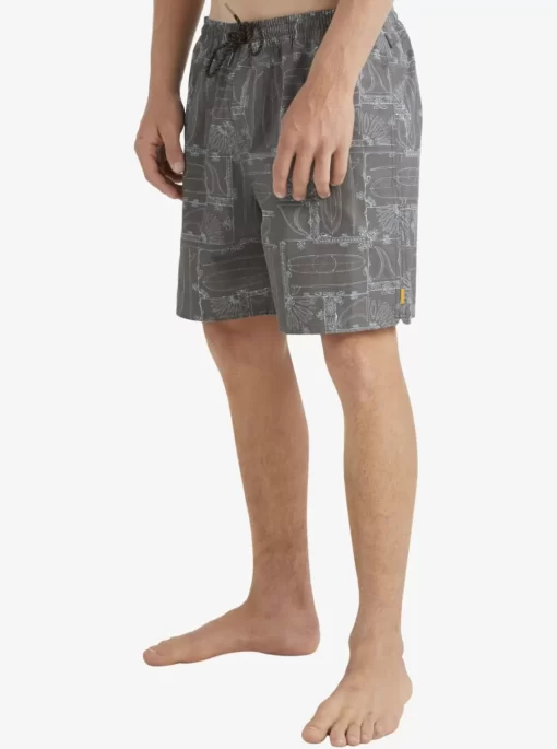 Mens Quiksilver Elastic Waist | Waterman Longboard Volley 17" Elastic Waist Shorts