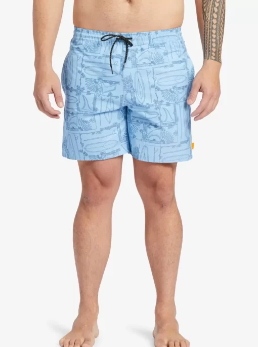 Mens Quiksilver Elastic Waist | Waterman Longboard Volley 17" Elastic Waist Shorts