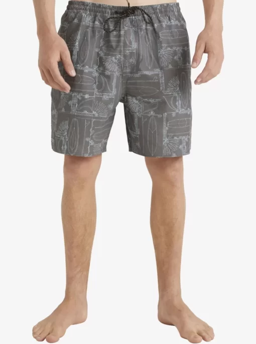 Mens Quiksilver Elastic Waist | Waterman Longboard Volley 17" Elastic Waist Shorts