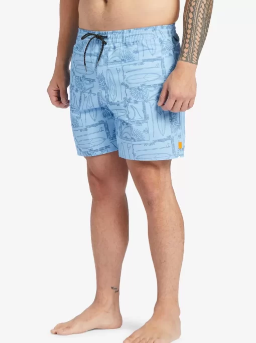 Mens Quiksilver Elastic Waist | Waterman Longboard Volley 17" Elastic Waist Shorts