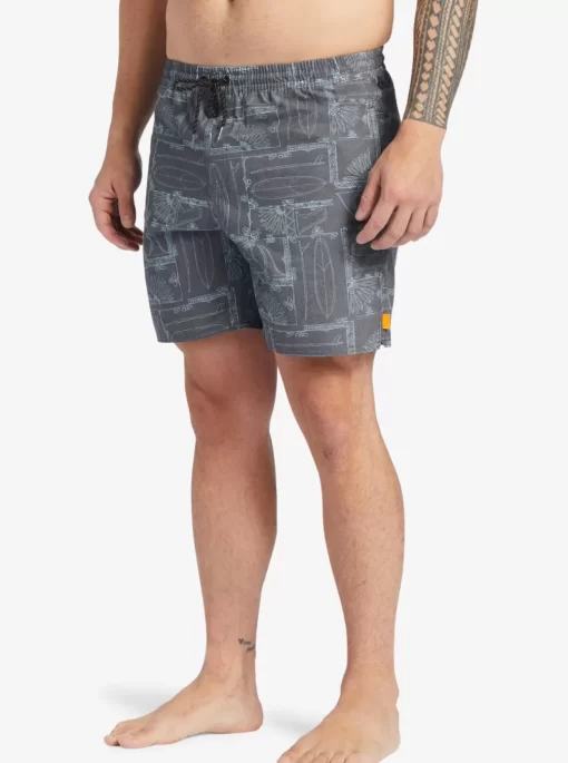 Mens Quiksilver Elastic Waist | Waterman Longboard Volley 17" Elastic Waist Shorts