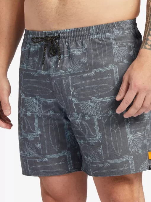 Mens Quiksilver Elastic Waist | Waterman Longboard Volley 17" Elastic Waist Shorts