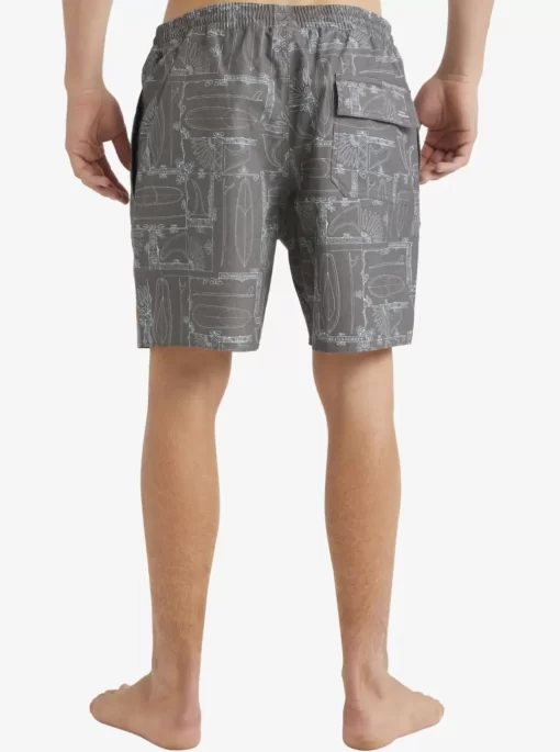 Mens Quiksilver Elastic Waist | Waterman Longboard Volley 17" Elastic Waist Shorts
